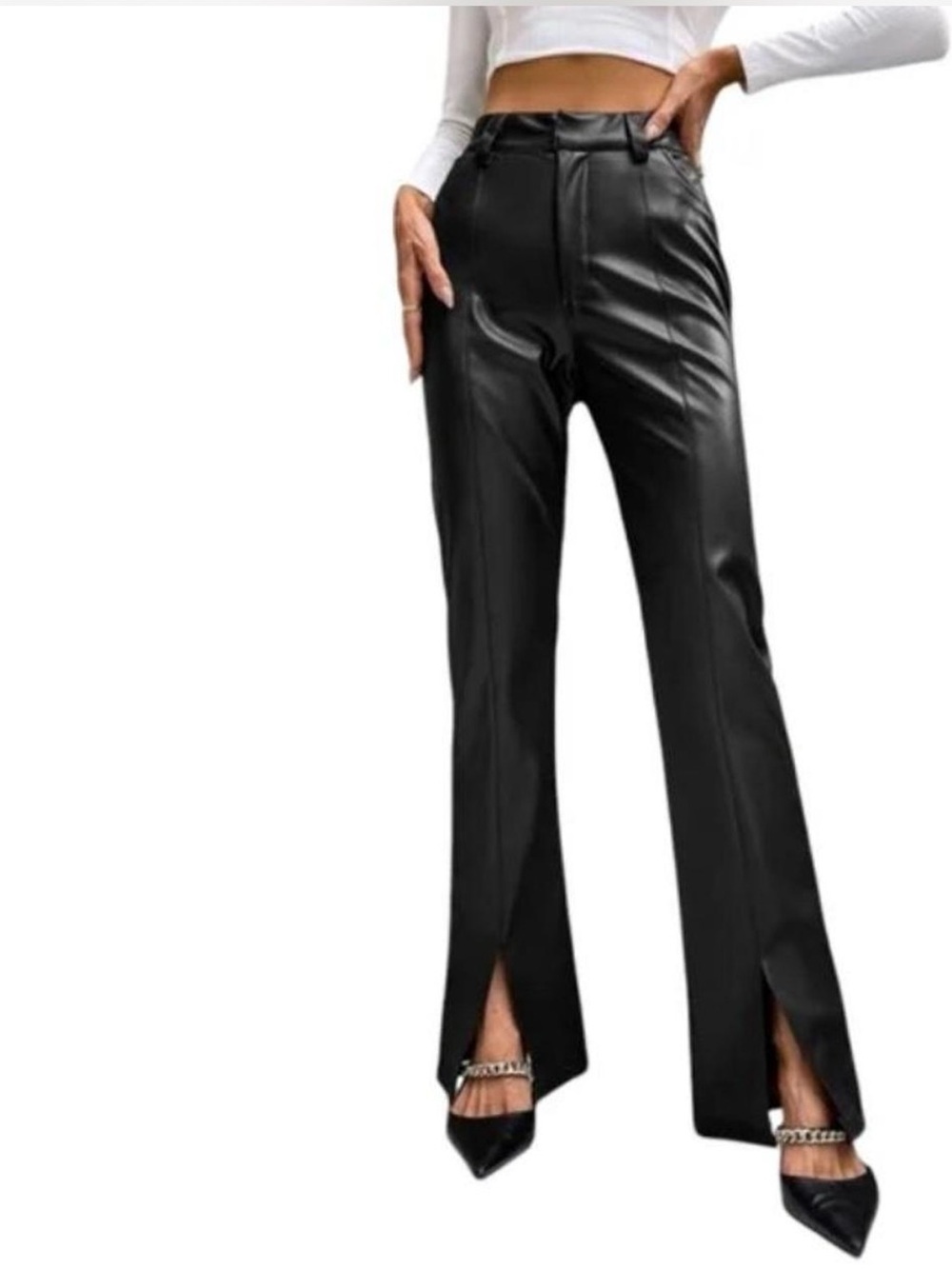 Sleek Black Faux Leather Pants – Bold & Modern Style 🖤